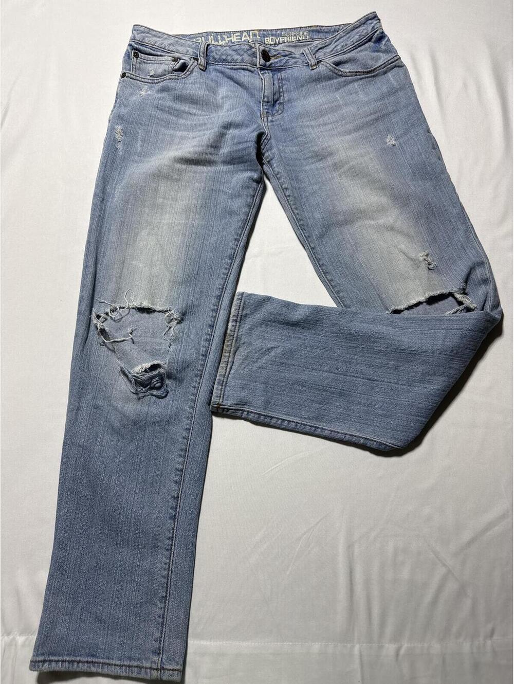 Bullhead Surfside Boyfriend Jeans Size 7 Light Blue Distress